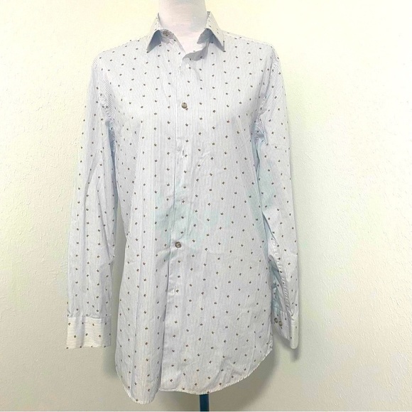 Bar III slim fit men’s shirt 100% cotton with bee print all over size medium - Picture 1 of 10